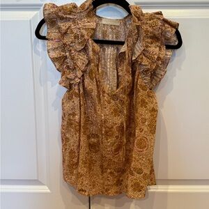 Ulla Johnson Floral Ruffle Sleeveless Top size 4 fits like small